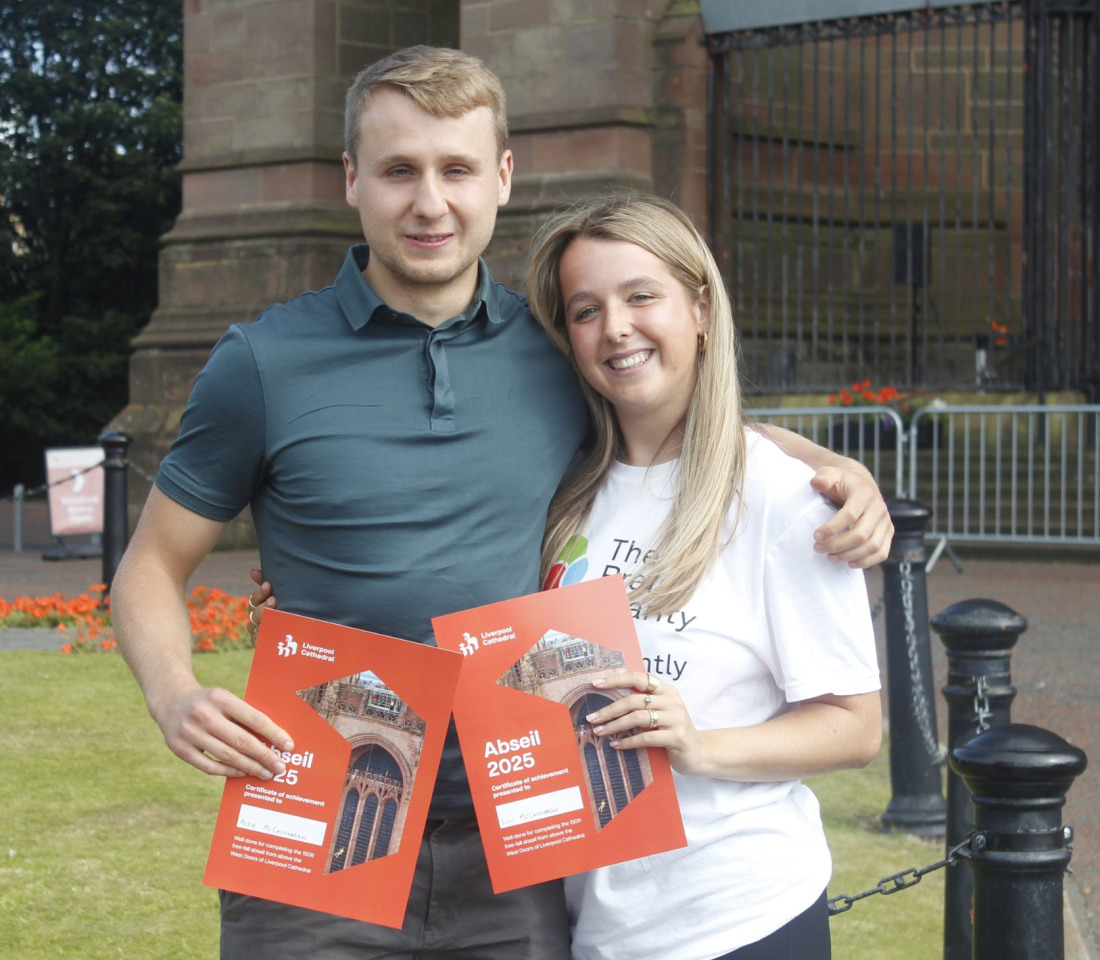 Lili and her brother at the Liverpool Cathedral Abseil.