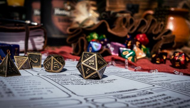 A close up of Dungeons and Dragons dice