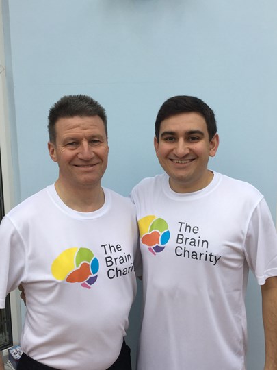 The Brain Charity Trustee, Tim Walsh, and son Dr Seb Walsh