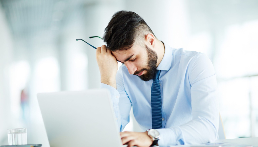Man stressed at work