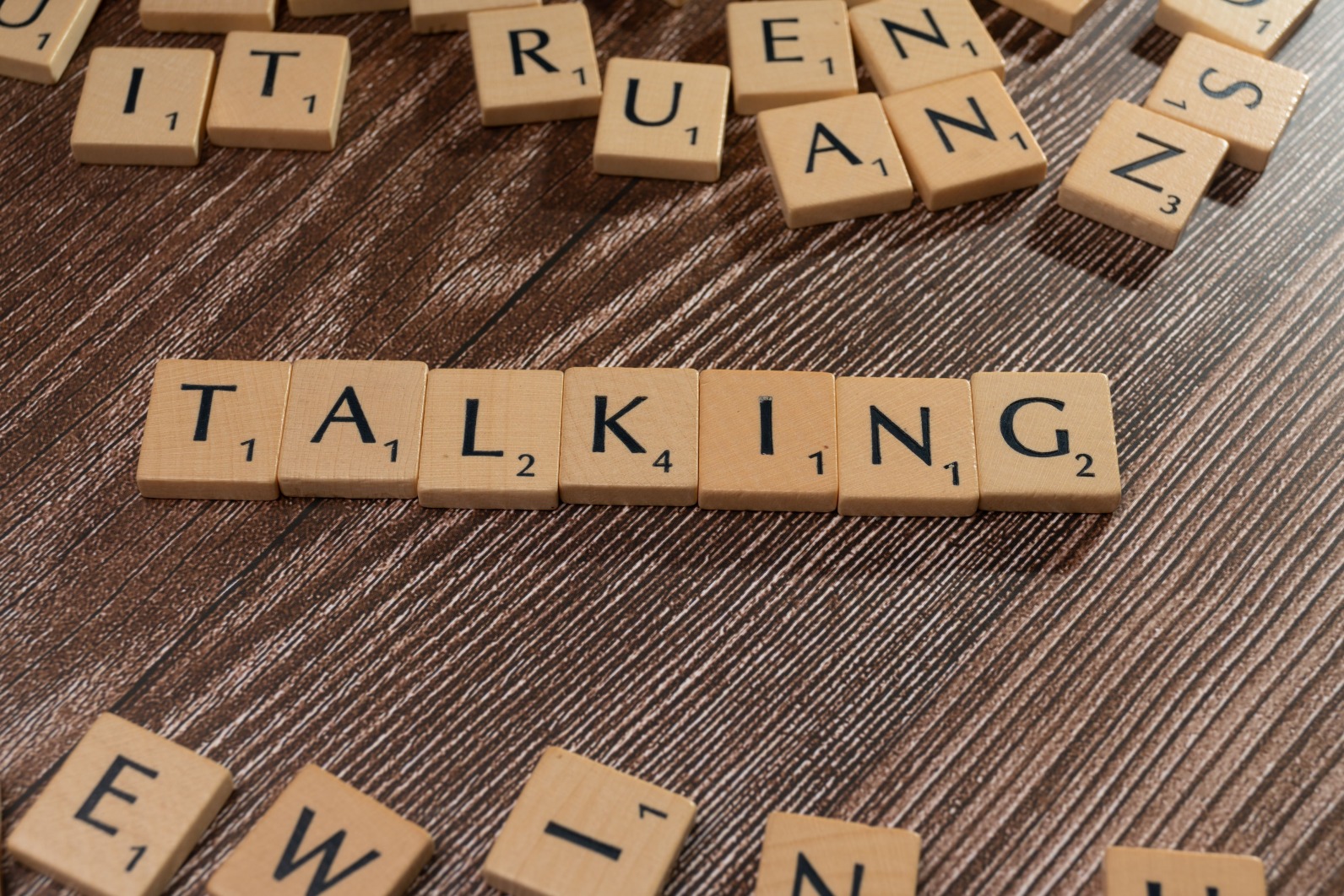 Tiles spelling the word 'Talking'