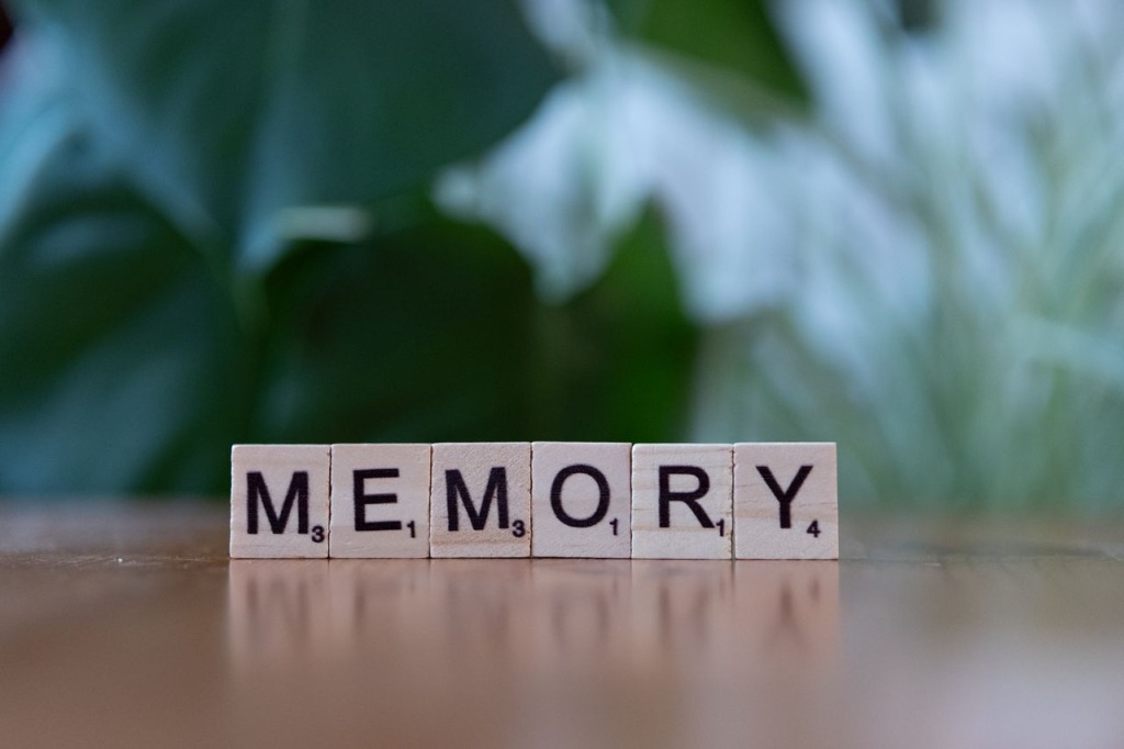 The word memory spelt on blocks.
