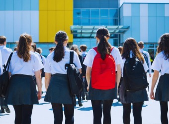 School Children entering a school