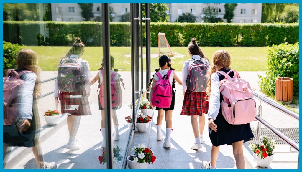 School Girls leaving school